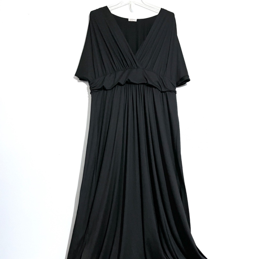 Kiyonna Vienna Black Stretch Maxi Dress Side Slits - Picture 4 of 14